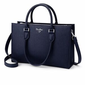 David Jones Dark Navy Structured Tote Bag –Elegant Top Handle Satchel with Strap